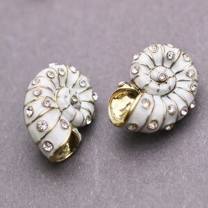 Heidi Daus White Enamel Shell Studs